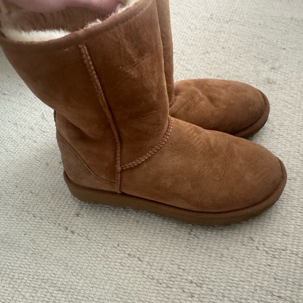 UGG Tan Winter Boots Plush Suede Mid-Calf